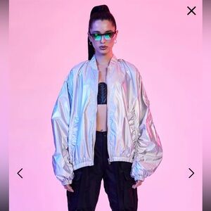 Dolls Kill Holographic Bomber Jacket
